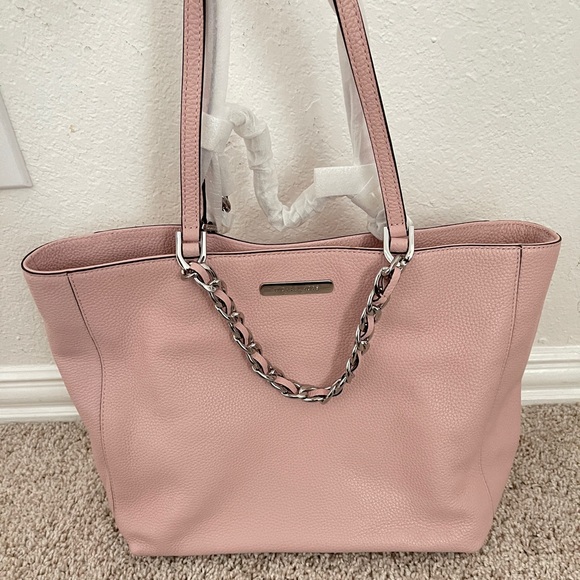NWT Michael Kors Pink Pebbled Leather Two Way
Straps Saffiano  Harper Tote Bag - Picture 1 of 7